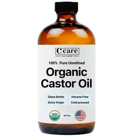 C CARE Castor Oil 100% Pure Organic Cold Pressed amber glass bottle