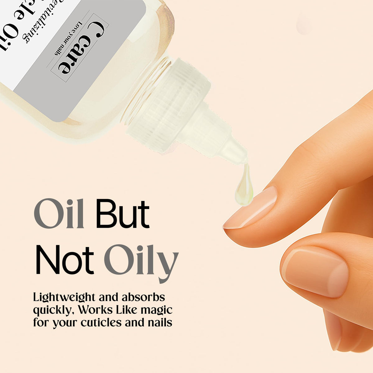 C CARE cuticle oil applied to nails