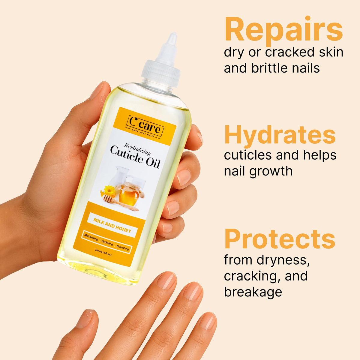 C CARE Milk and Honey Cuticle Oil 8 oz with applicator