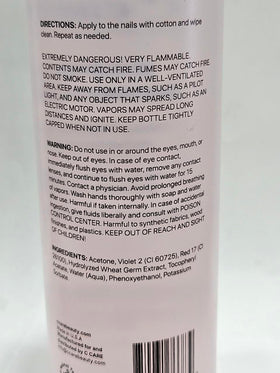C CARE Nourishing Acetone Nail Polish Remover bottle back view