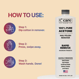 C CARE Pure Acetone Nail Polish Remover application scene