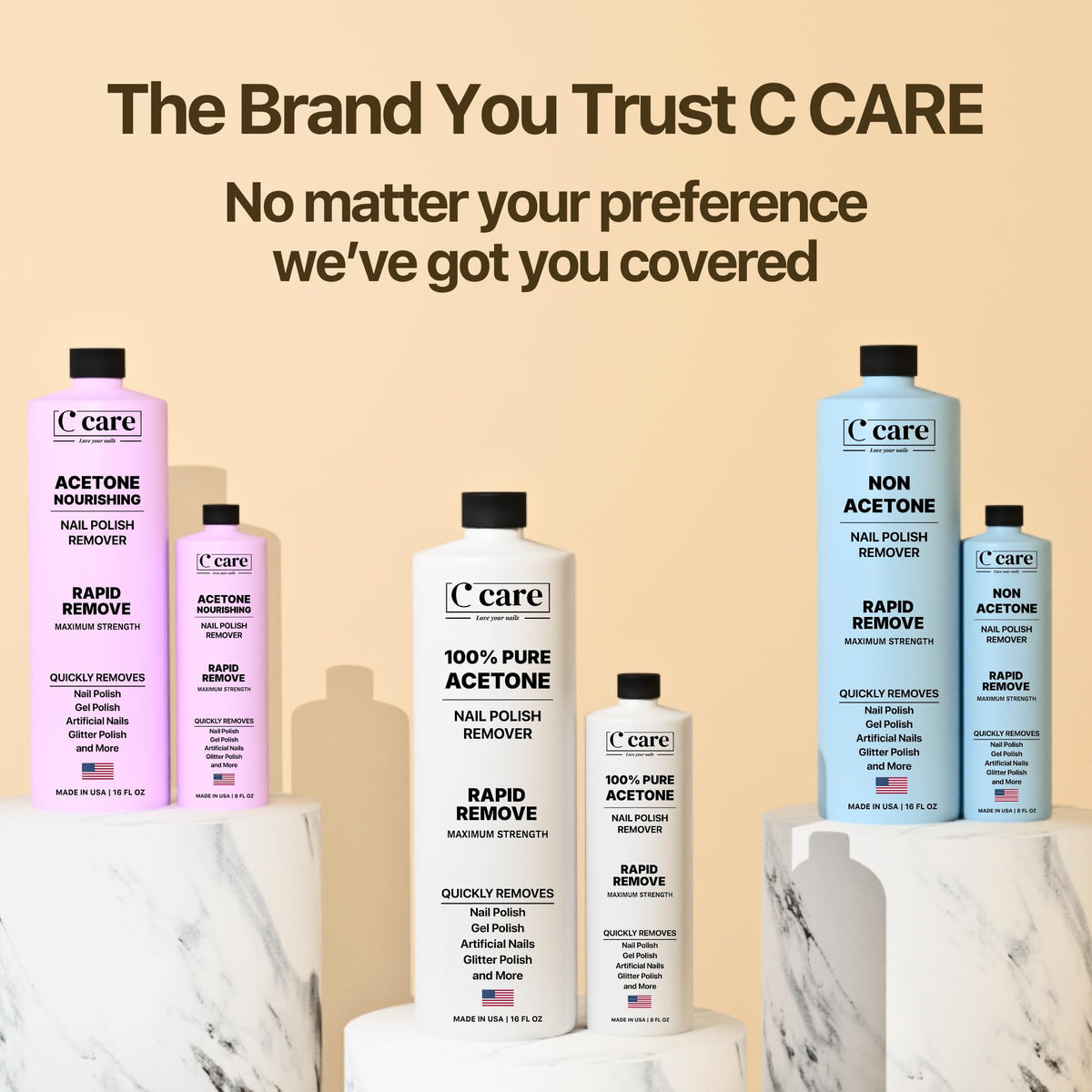 C CARE Pure Acetone Nail Polish Remover packaging details