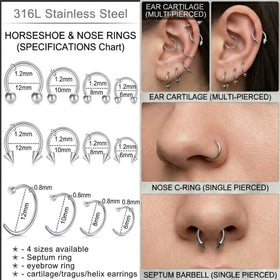 C-shaped nose rings included in DJCIW piercing kit