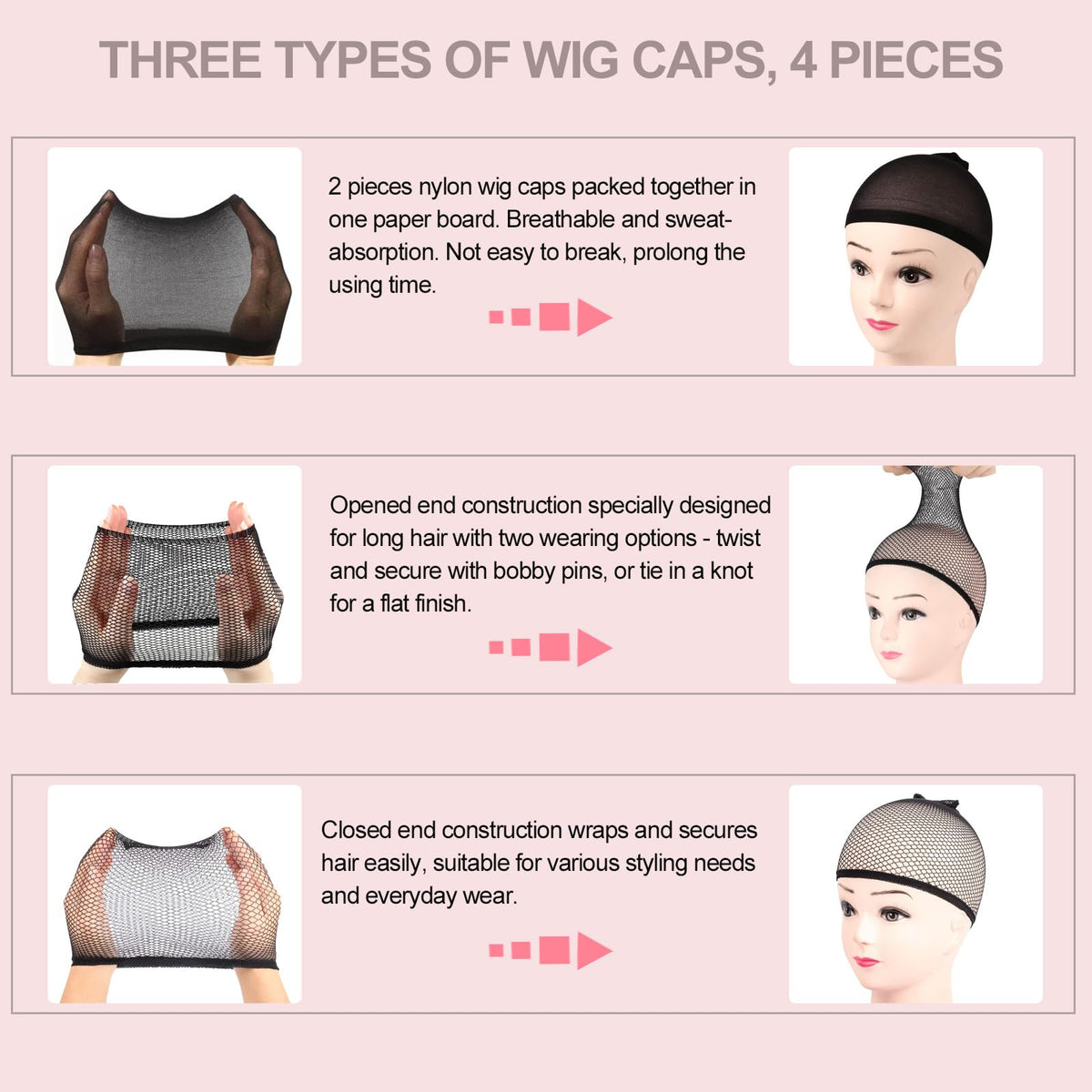 C-type pins and clips from the wig head set