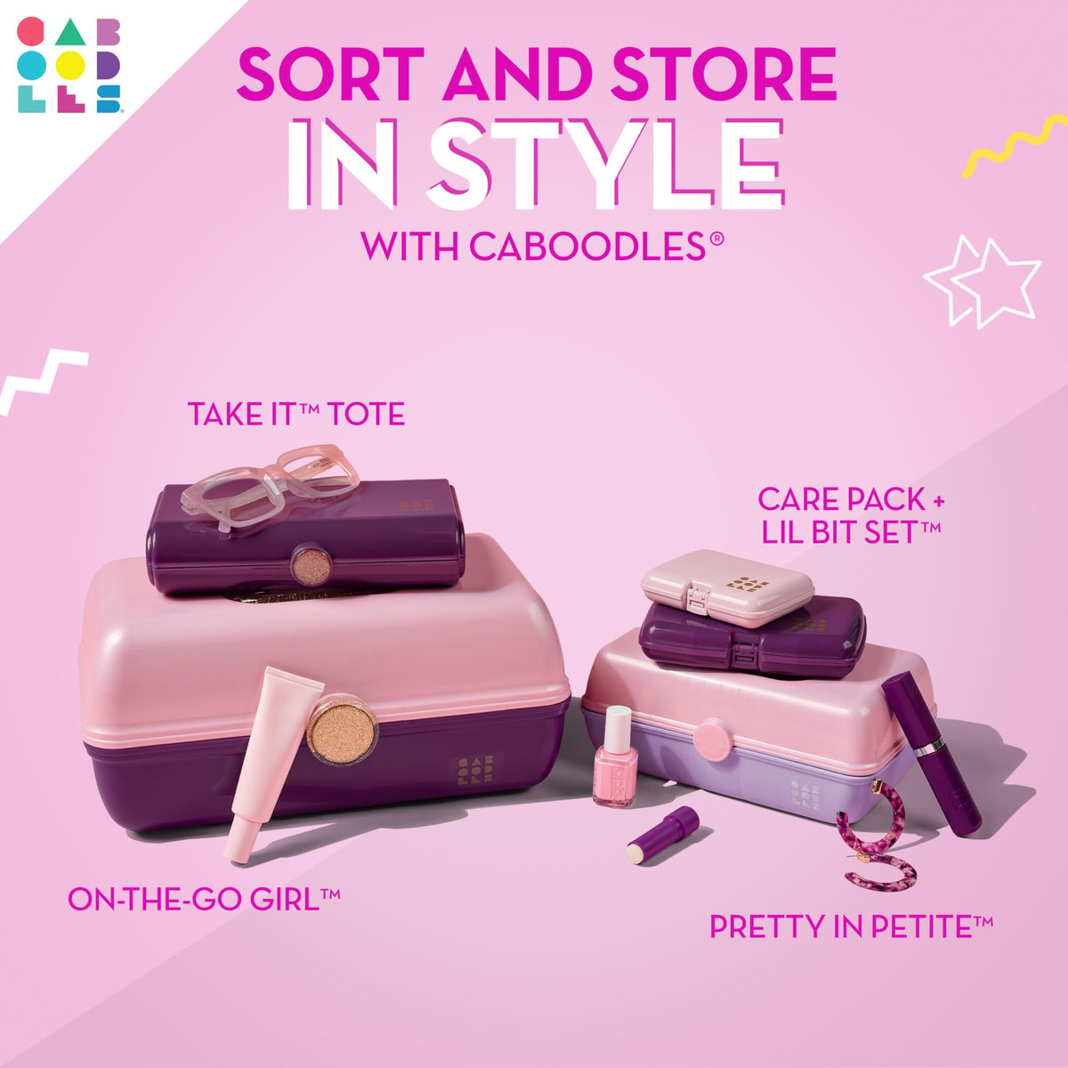 Caboodles On-The-Go Girl Cosmetic Case with mirror open