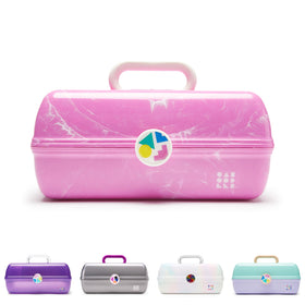 Caboodles On-the-Go Girl Cosmetic Organizer front view in Bubblegum Marble