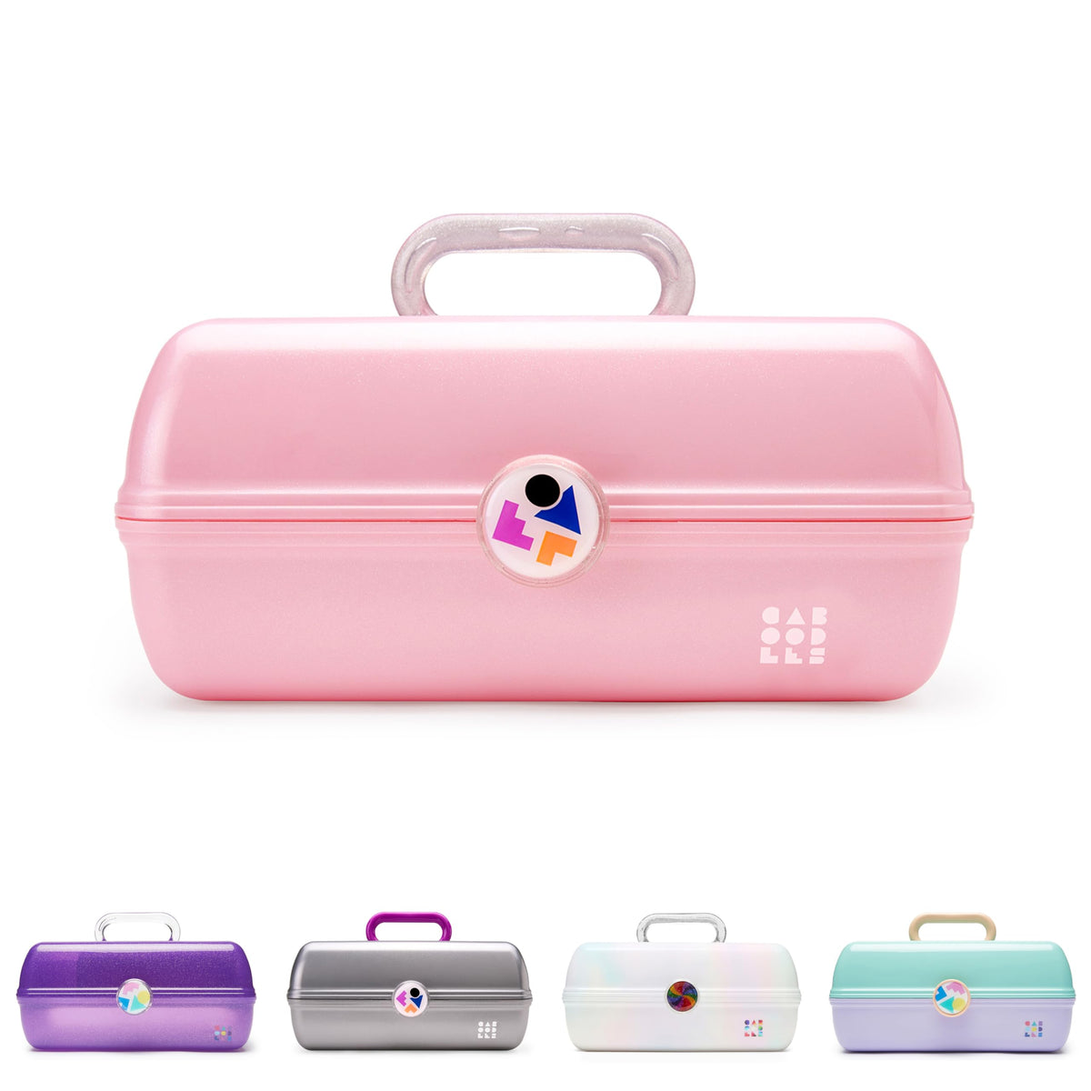 Caboodles On-the-Go Girl Cosmetic Organizer front view in Pink Sparkle