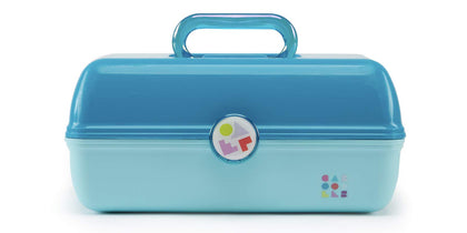 Caboodles On-the-Go Girl Cosmetic Organizer in Turquoise Over Sky front view