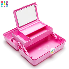 Caboodles On-the-Go Girl Cosmetic Organizer packed in a suitcase
