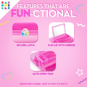 Caboodles On-the-Go Girl Cosmetic Organizer top view with items inside