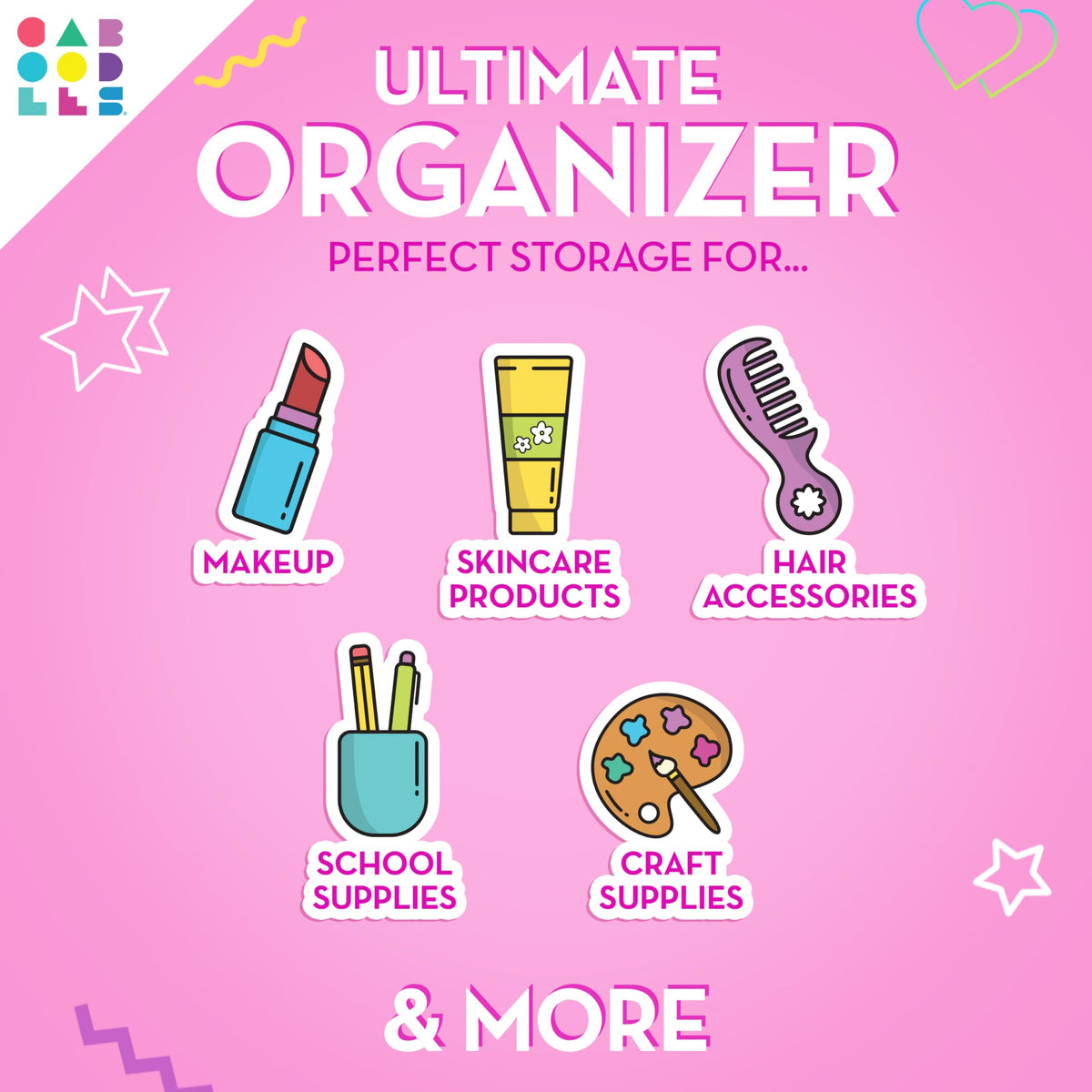 Caboodles On-the-Go Girl Cosmetic Organizer with mirror open