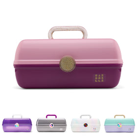 Caboodles On-The-Go Girl Makeup Box front view in pink and violet