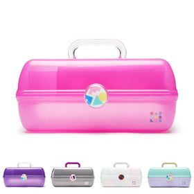 Caboodles On-The-Go Girl Makeup Box in hot pink sparkle, front view