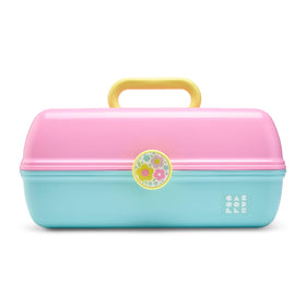 Caboodles On-The-Go Girl Makeup Box in pink and light blue front view