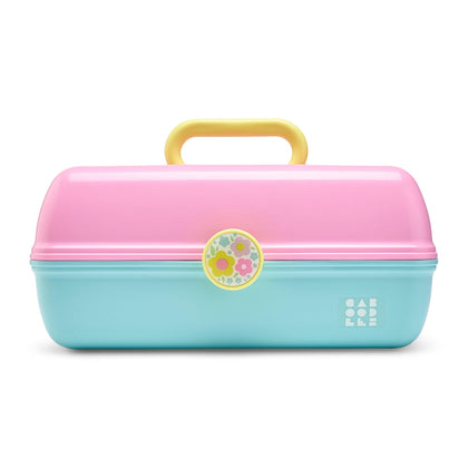 Caboodles On-The-Go Girl Makeup Box in pink and light blue front view