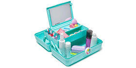Caboodles On-The-Go Girl Makeup Box showing interior compartments