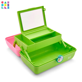 Caboodles On-The-Go Girl Makeup Box side view showcasing secure latch