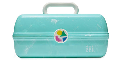Caboodles On-The-Go Girl Makeup Box turquoise on marble front view