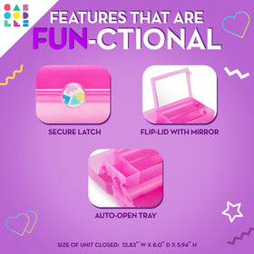 Caboodles On-The-Go Girl Makeup Box with compartments opened