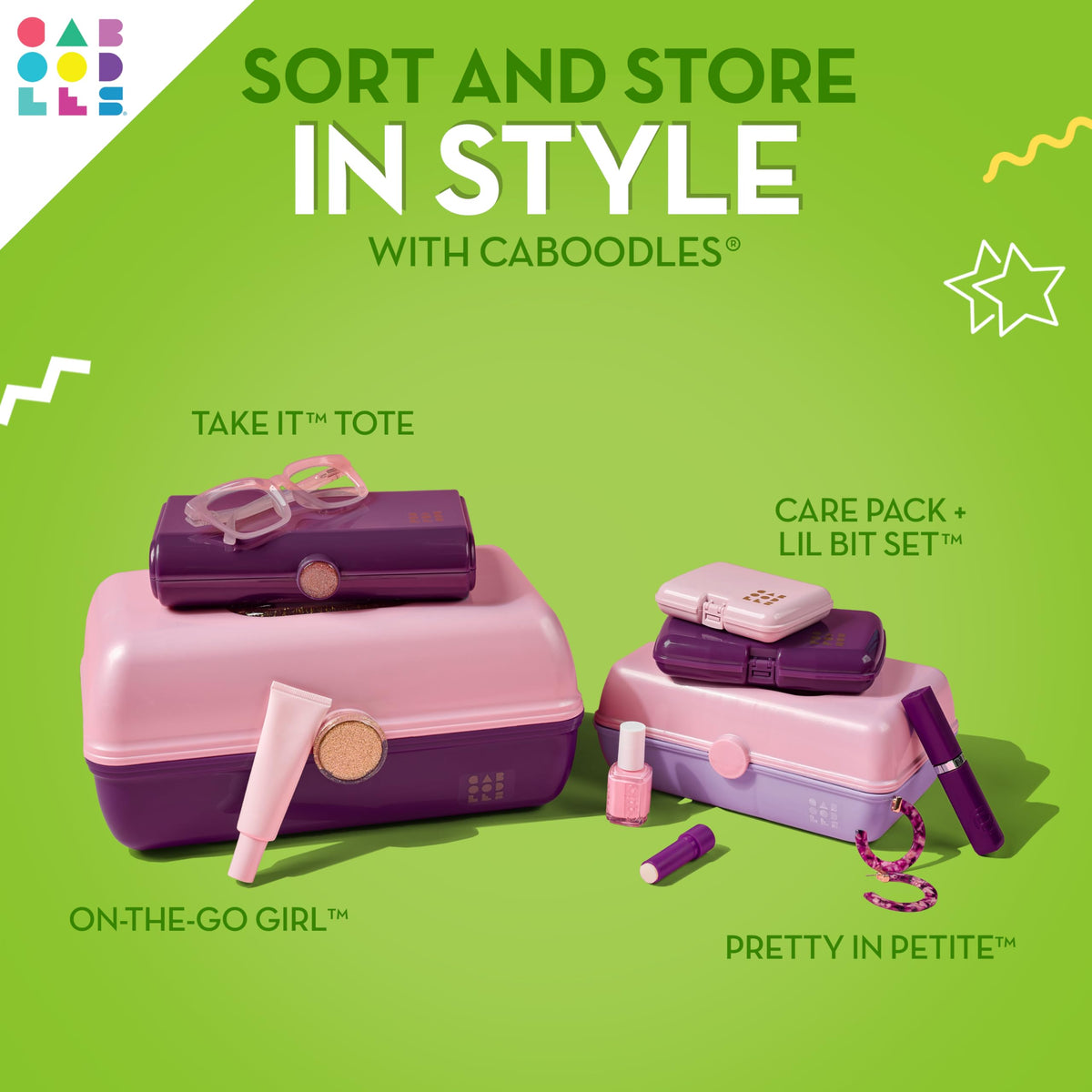 Caboodles On-The-Go Girl Makeup Box with flip-lid and built-in mirror
