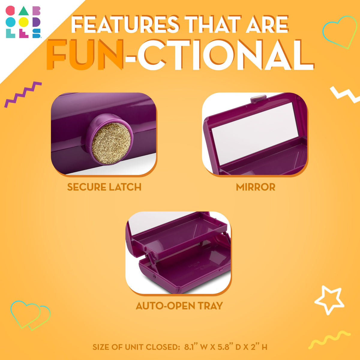 Caboodles Take-It Tote compact design with snap-tight lid