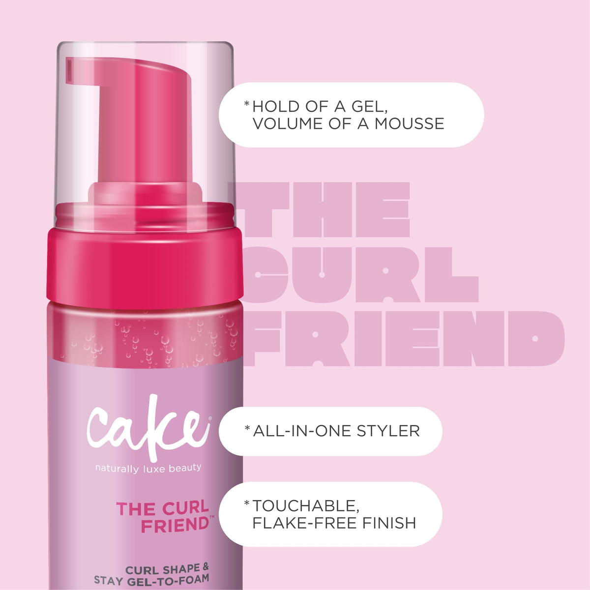 Cake Beauty Curl Friend Gel-to-Foam Curl Styler showing texture