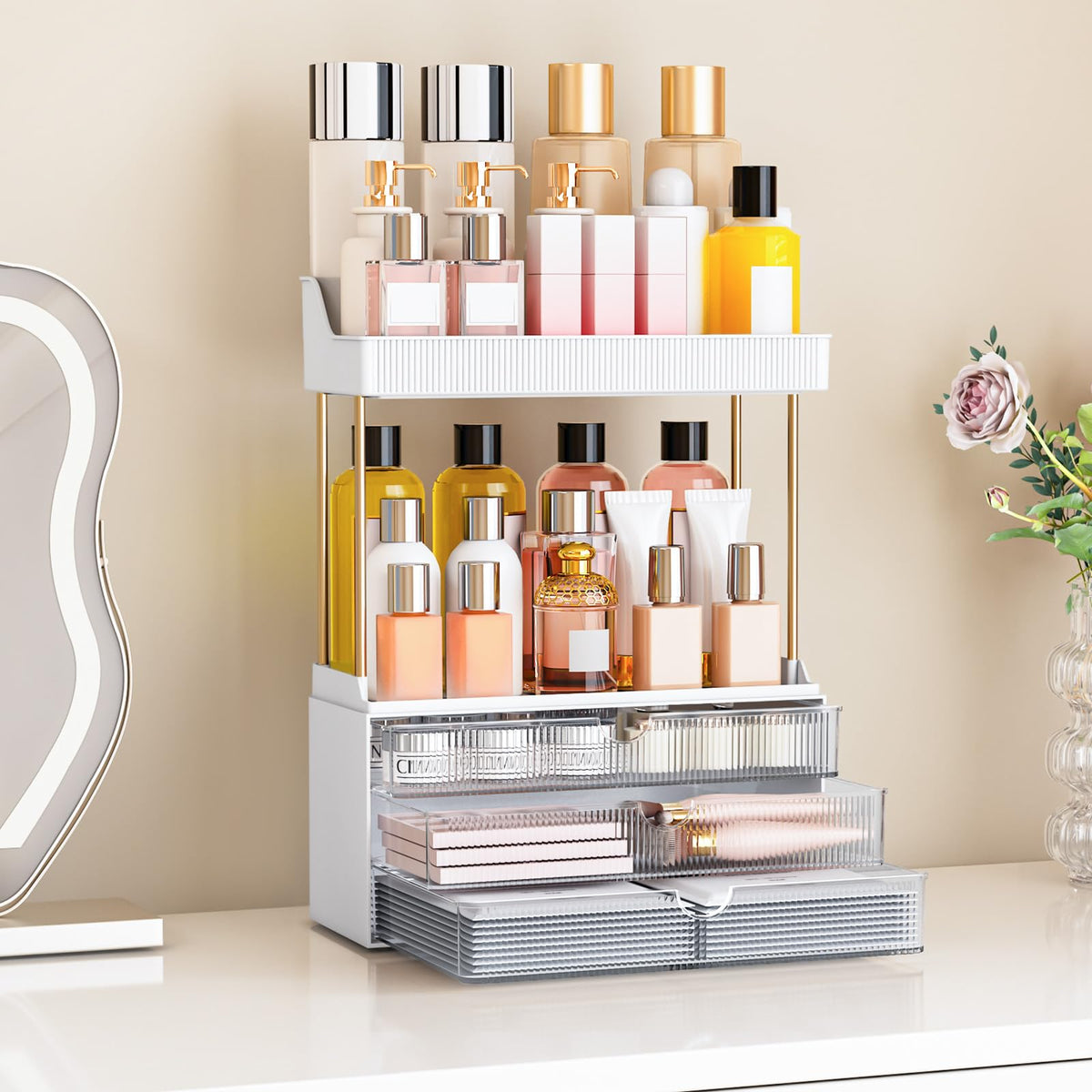 caktraie 3-Drawer Acrylic Makeup Organizer assembly process