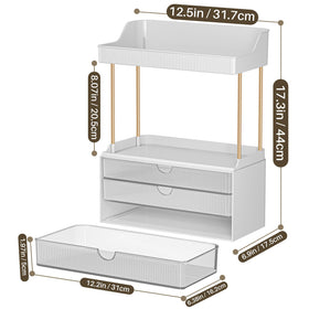 caktraie 3-Drawer Acrylic Makeup Organizer close-up of shelves