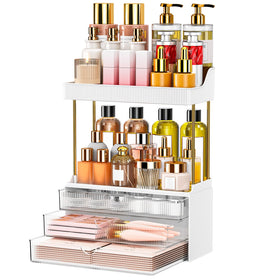 caktraie 3-Drawer Acrylic Makeup Organizer front view