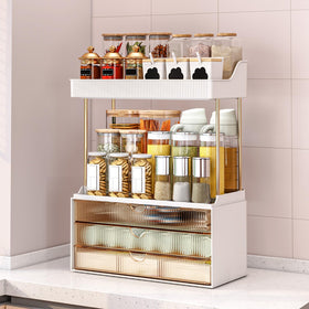 caktraie 3-Drawer Acrylic Makeup Organizer in a stylish setting