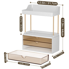 caktraie 3-Drawer Acrylic Makeup Organizer on a bathroom counter