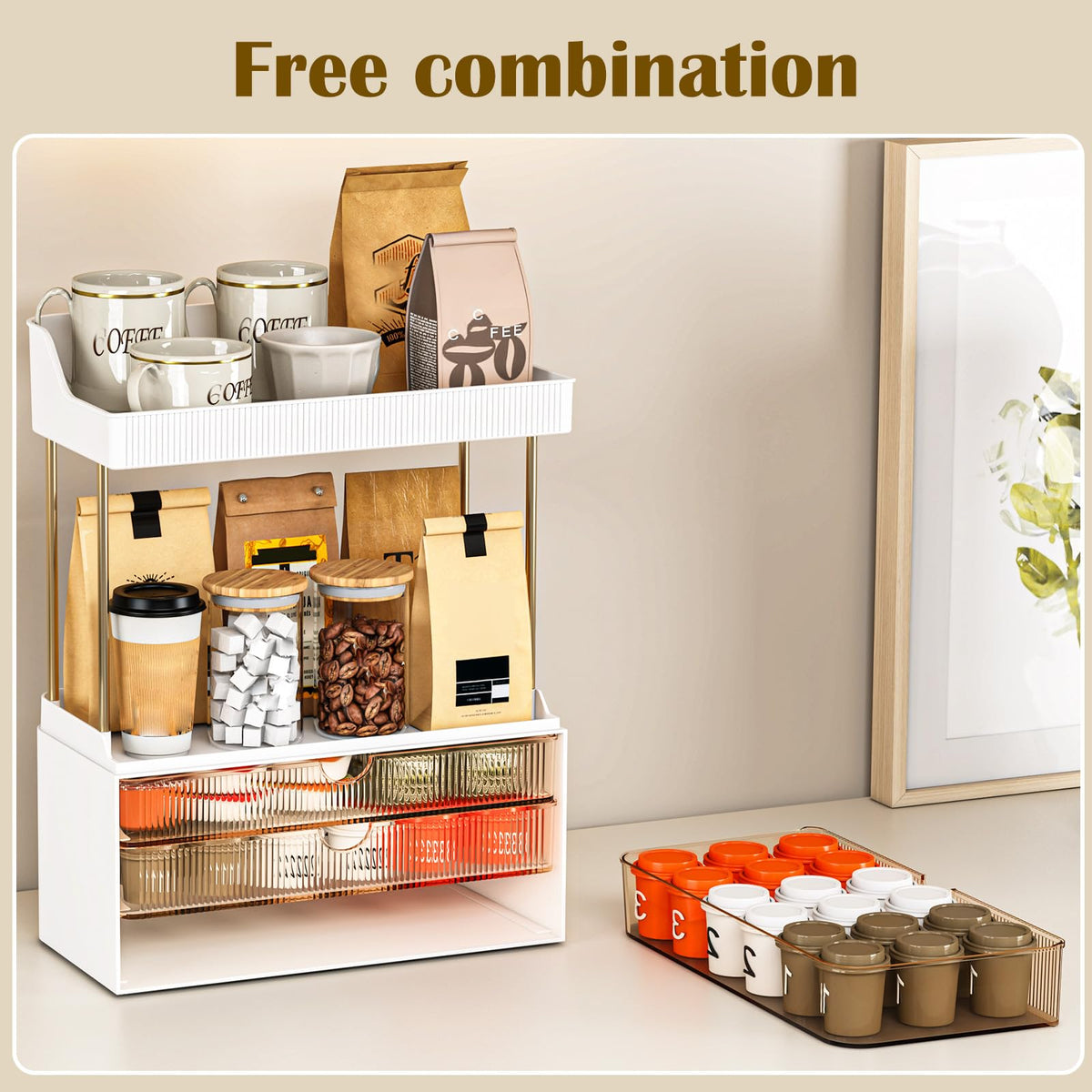 caktraie 3-Drawer Acrylic Makeup Organizer side view