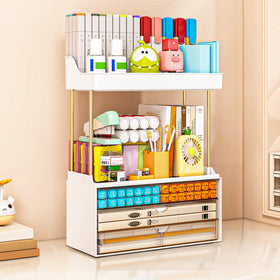 caktraie 3-Drawer Acrylic Makeup Organizer with makeup items