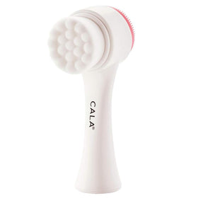 Cala Dual-Action Facial Cleansing Brush front view in pink