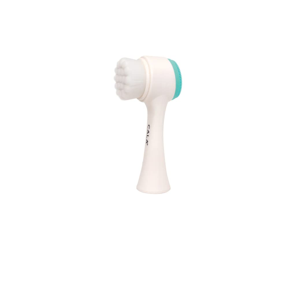 Cala Dual-Action Facial Cleansing Brush in mint with soft bristles