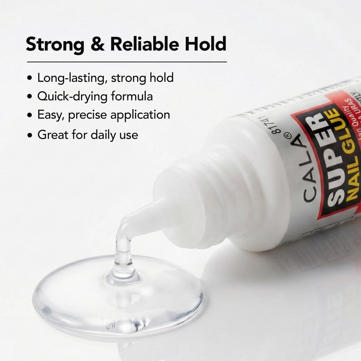 CALA Super Nail Glue application on false nails