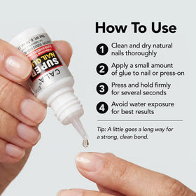 CALA Super Nail Glue in use on false nails