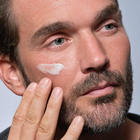Caldera + Lab The Base Layer facial cream in bathroom setting