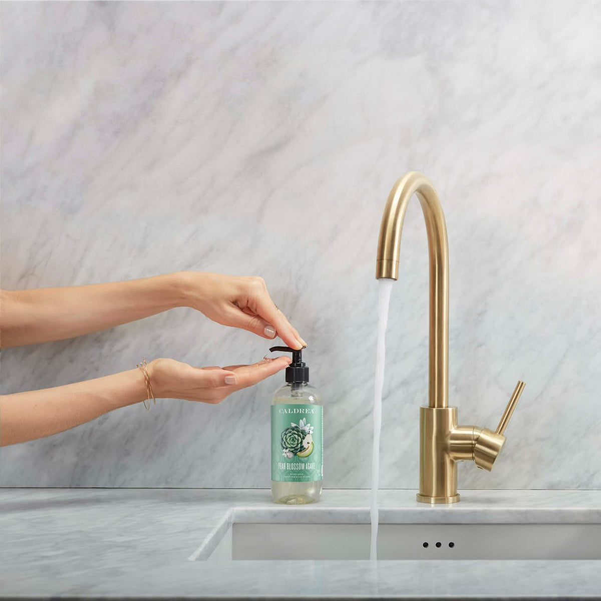 Caldrea Pear Blossom Agave Hand Soap back view with ingredients