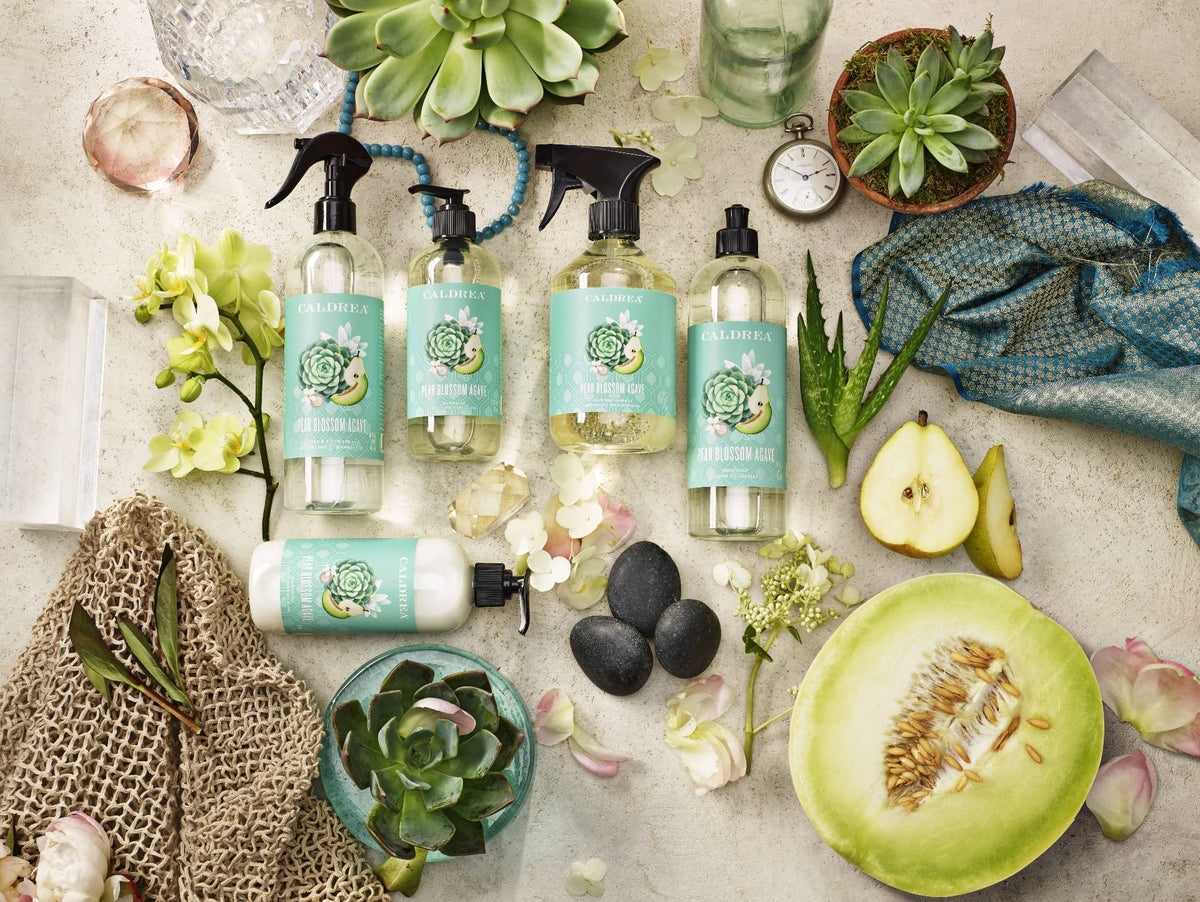 Caldrea Pear Blossom Agave Hand Soap in a kitchen setting