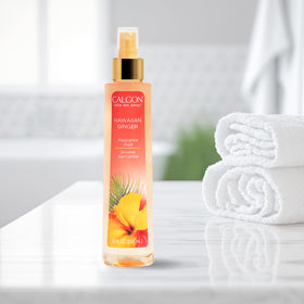 Calgon Hawaiian Ginger Body Mist packaging with tropical design