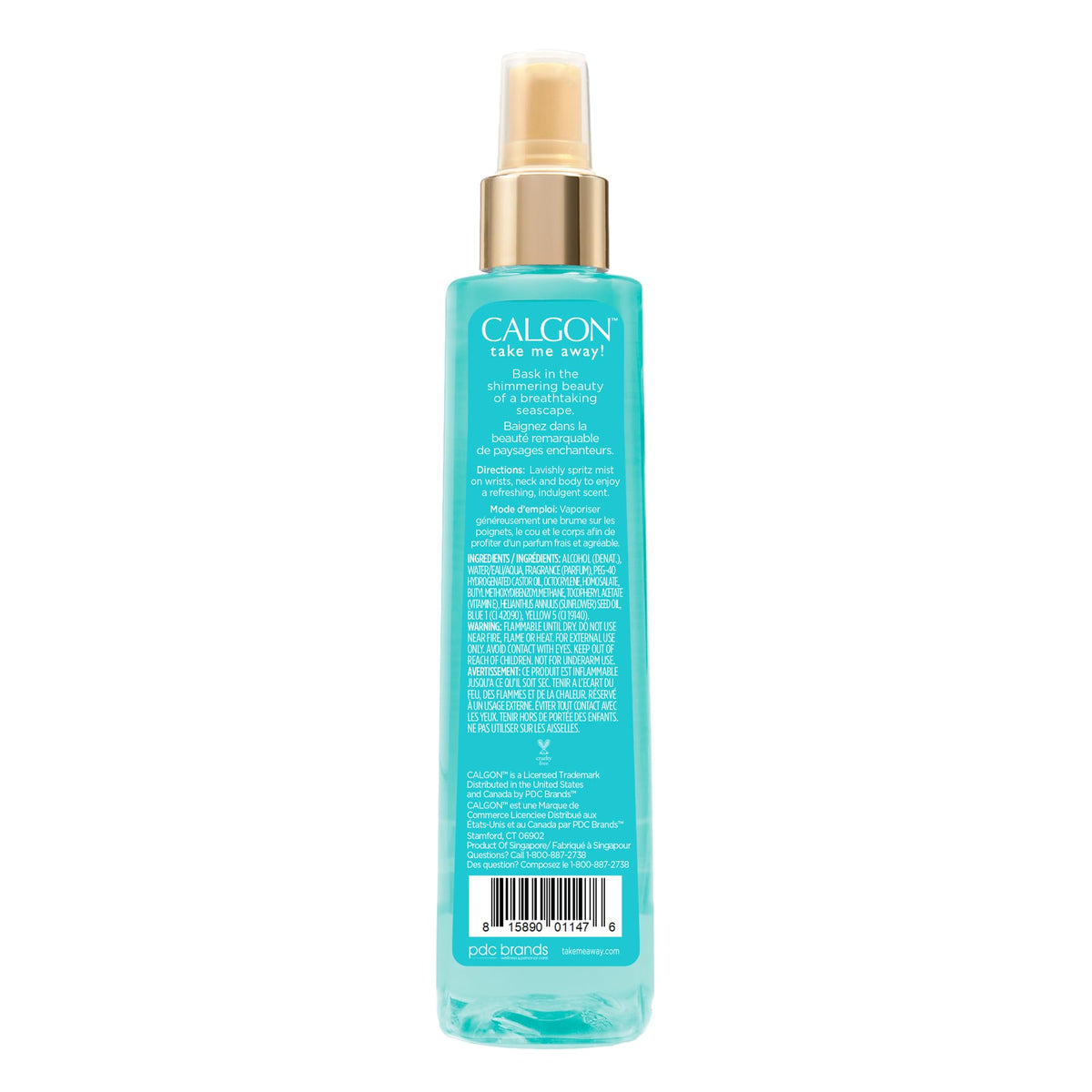 Calgon Turquoise Seas Body Mist bottle side view