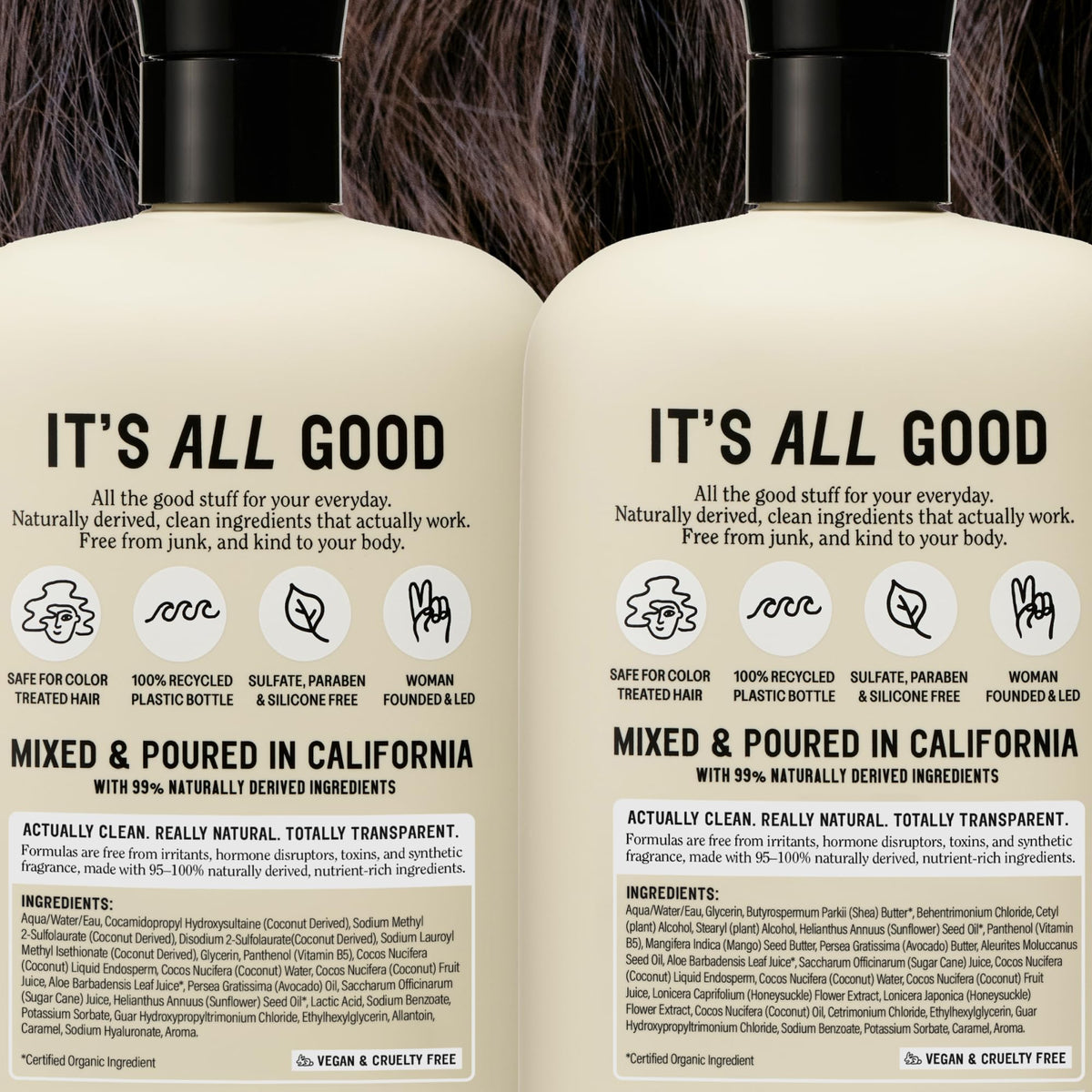 California Naturals Classic Clean Vanilla Bloom Conditioner applied to hair