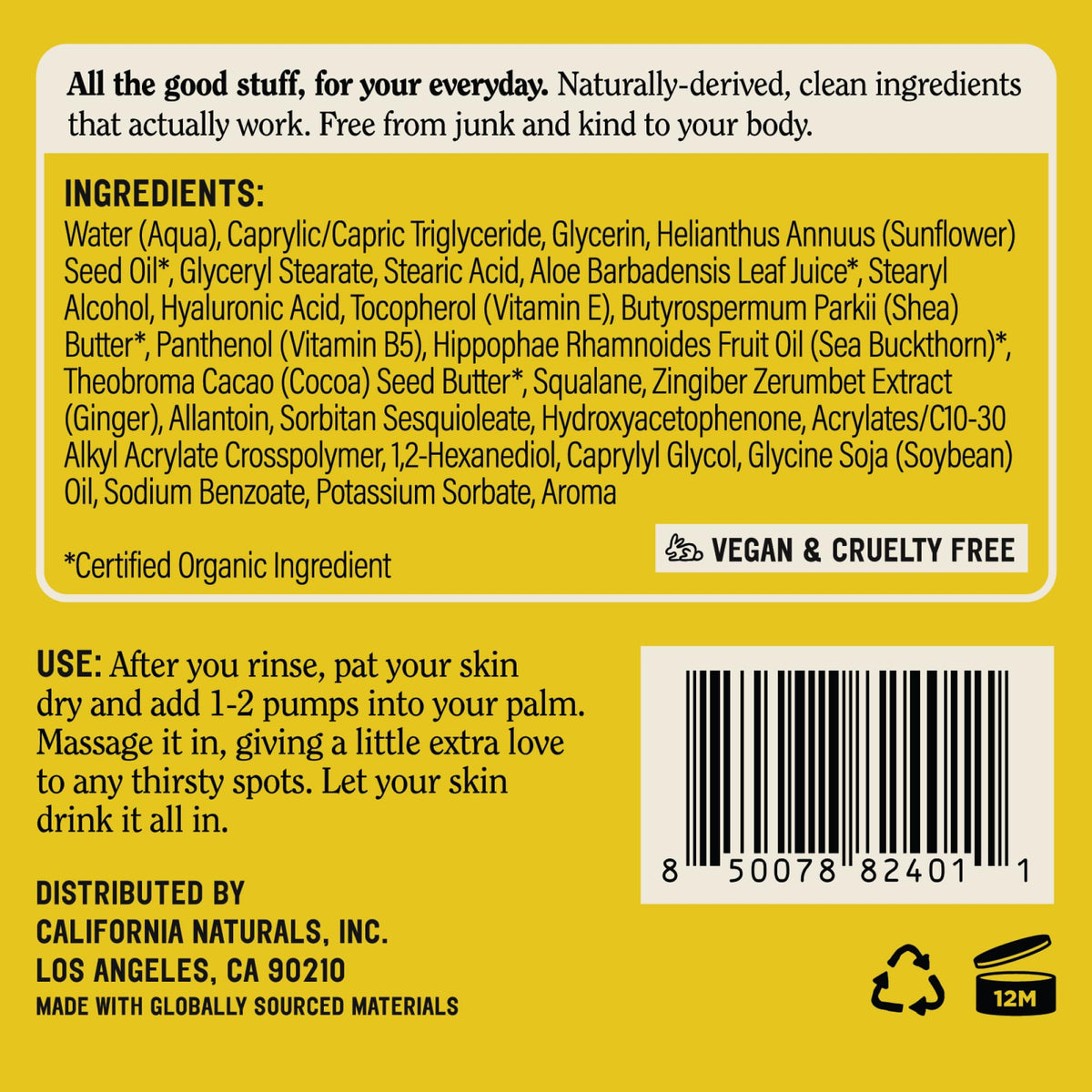 California Naturals Glow Body Lotion with other skincare products