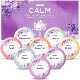 CalmNFiz 8 Pack Shower Steamers assorted scents front view