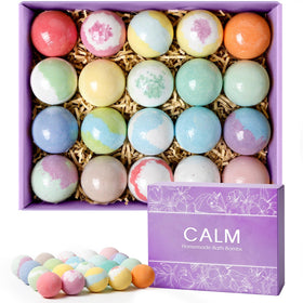 CalmNFiz Bath Bombs Set with 20 unique bath bombs in a box