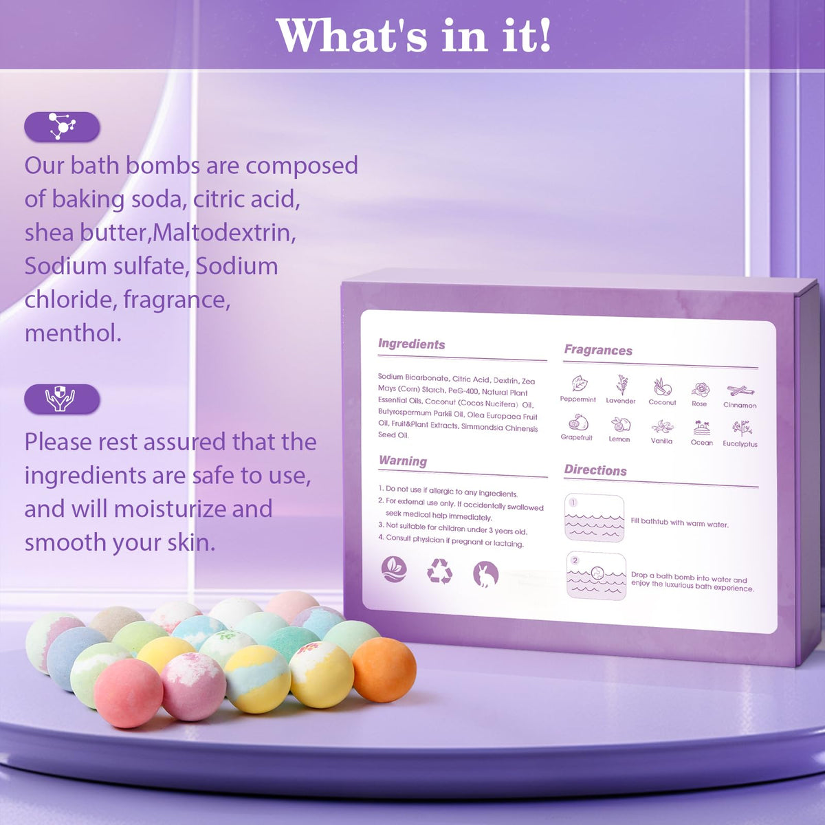 CalmNFiz bath bombs showcasing different scents