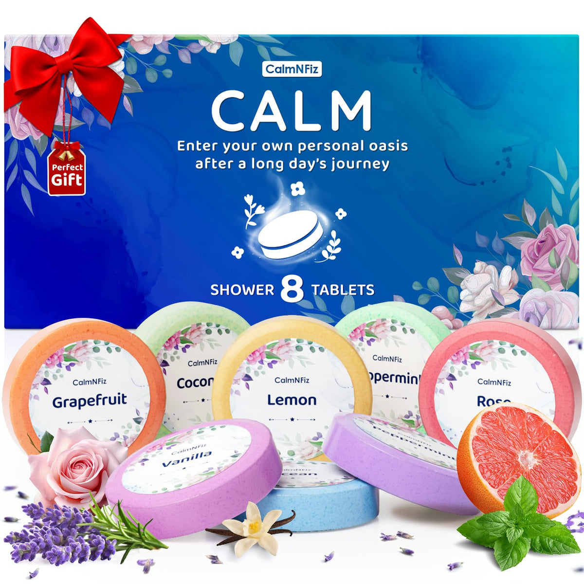 CalmNFiz Shower Steamers 8 pack with assorted scents