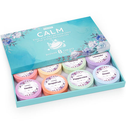 CalmNFiz Shower Steamers Aromatherapy Set 8 Pack in Green Box