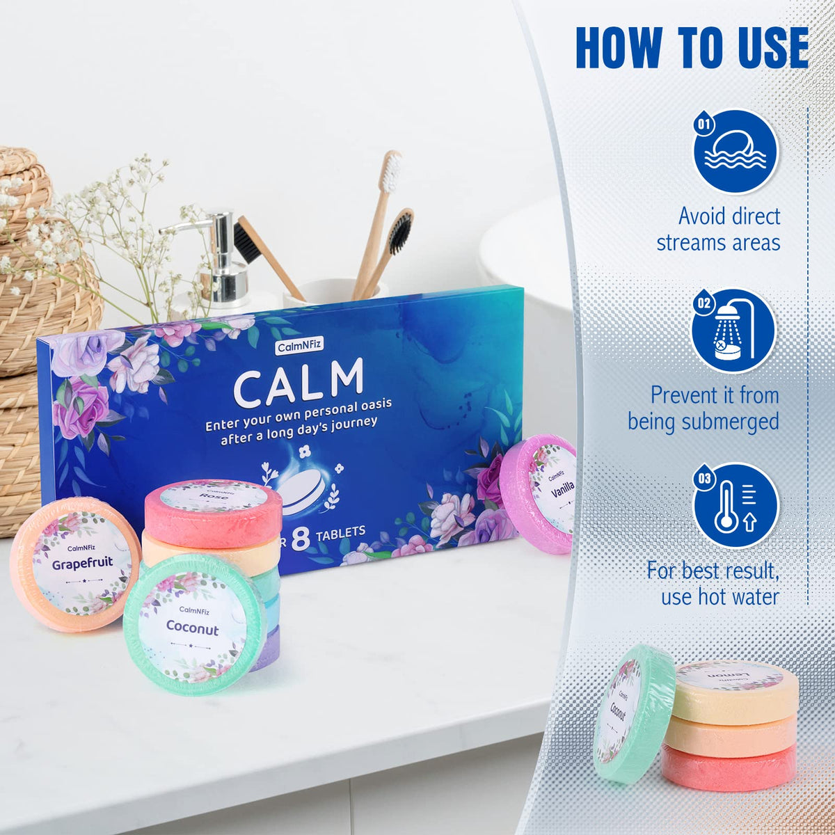 CalmNFiz Shower Steamers citrus scent tablet